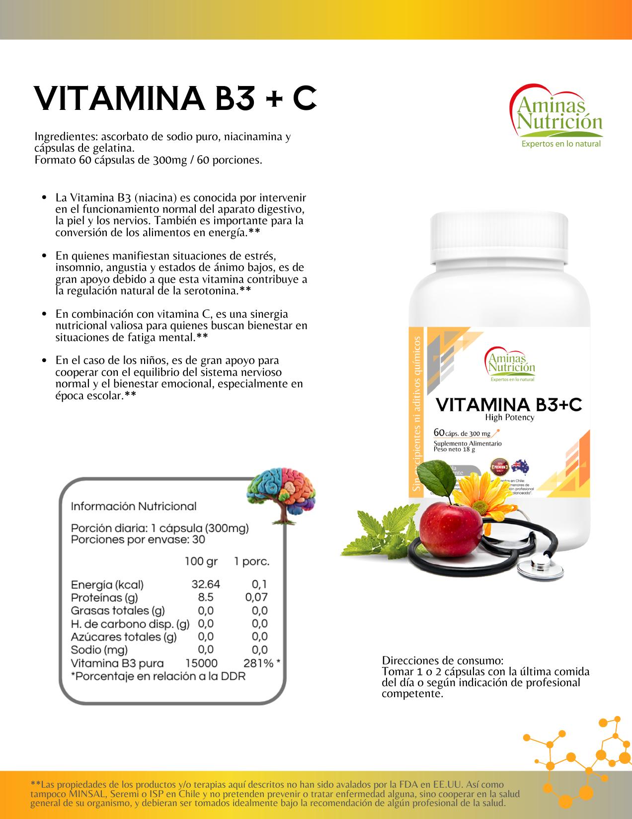 Ficha Vitamina B3 + C High Potency