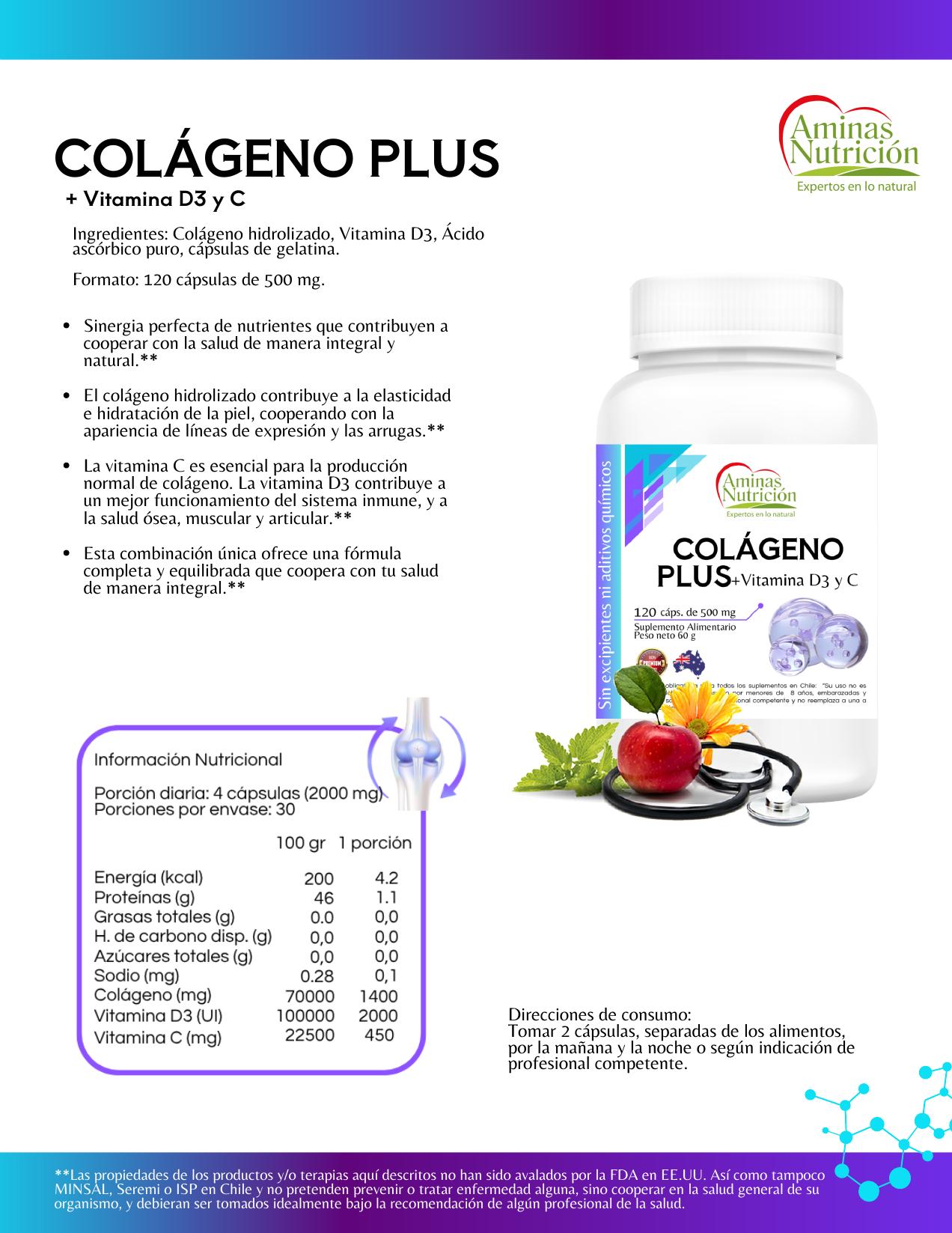 Ficha Colágeno Plus + Vitamina D3 y C